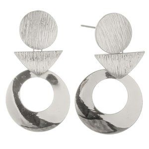 Silver Geometric Drop Earrings